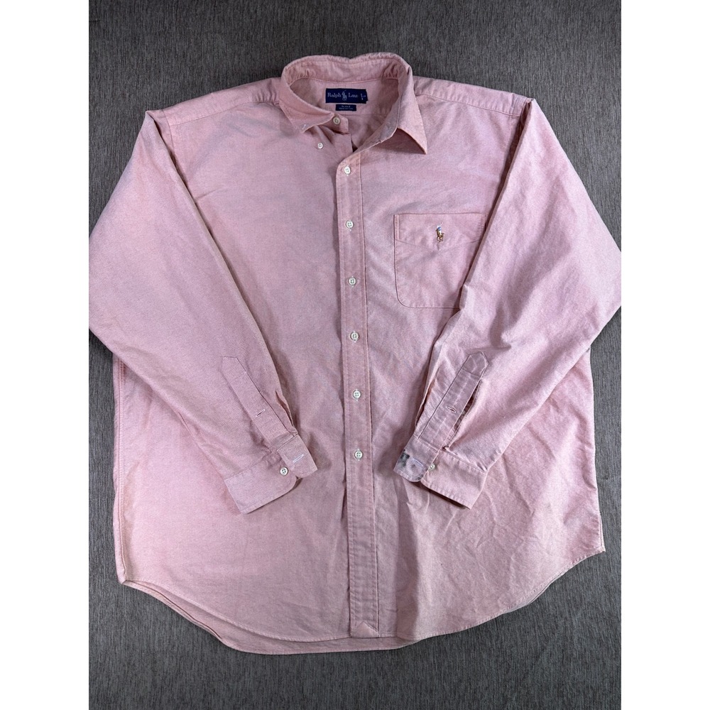 Ralph Lauren Blake XL Salmon Pink Cotton Oxford Button Down Shirt Long Sleeve